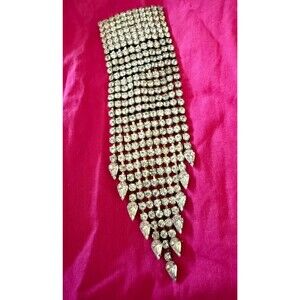 Vintage Dazzling Rhinestone Cascading Necktie 2" x 6" Brooch